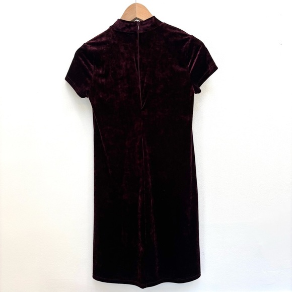 Aqua Stretch Velvet Mock Neck Dress A Line Whimsigoth Burgundy Wine Small - Picture 4 of 10